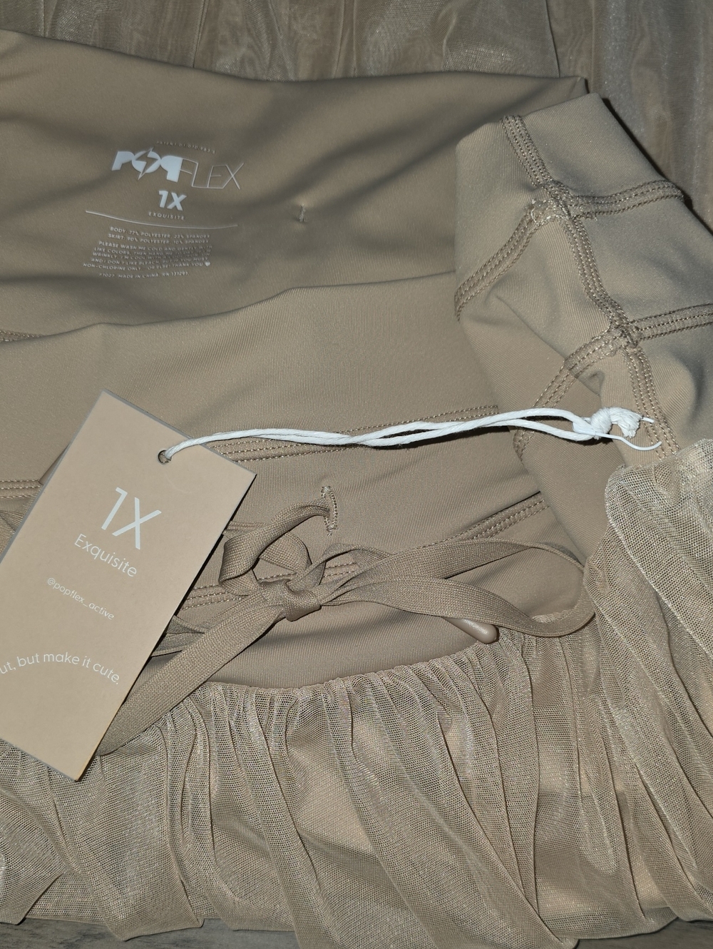POPFLEX Beige Tiered Mini Skirt with Drawstring Waist - Picture 9 of 9